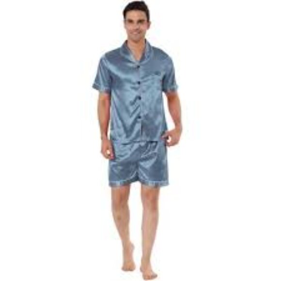 8 - NWT NOBLE MOUNT MEN'S PREMIUM SATIN SHORT PAJAMA SET - Picture 2 of 2